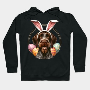 Slovakian Wirehaired Pointer with Bunny Ears Easter Celebration Hoodie